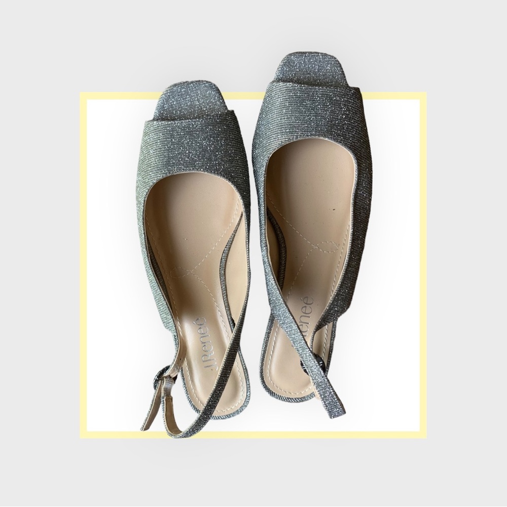 J. Renee silver metallic wedge sandals size 8.5W